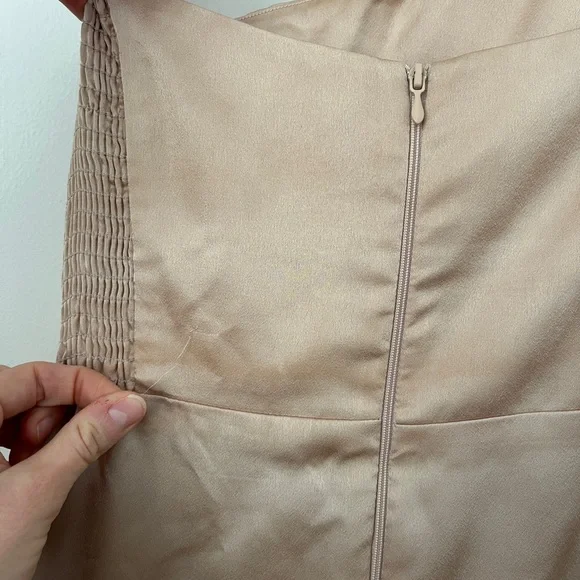 Bridesmaid Dress, Shannon One Shoulder Dress in Champagne Luxe Satin - Picture 10 of 11